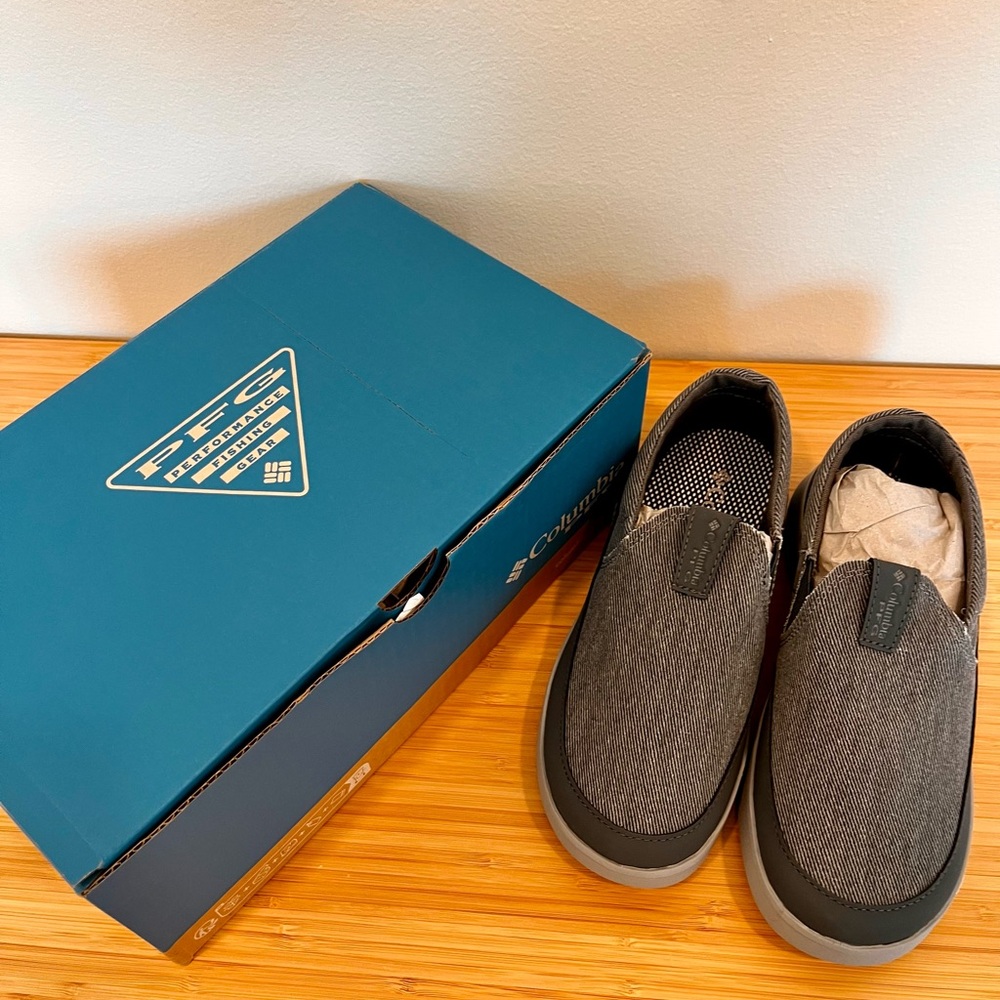 Columbia Youth Boy 4 PFG Grey Boatside Shoes NIB Summer Boat‎ Fishing Gear